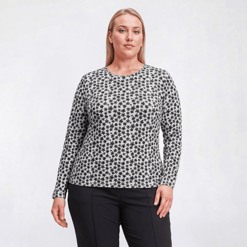 Plus Size Hasting & Smith Long Sleeve Tonal Floral Crew Neck Tee alternate view